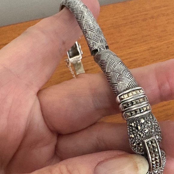 Gorgeous Marcasite Sterling Silver Bracelet - Picture 7 of 16